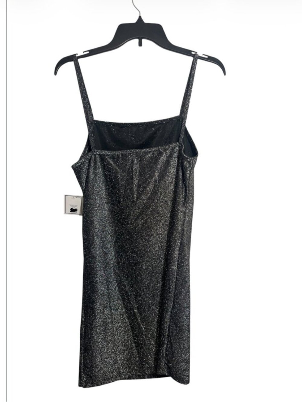 Glitter Slip Mini Dress in Sparkling Black - Picture 2 of 3